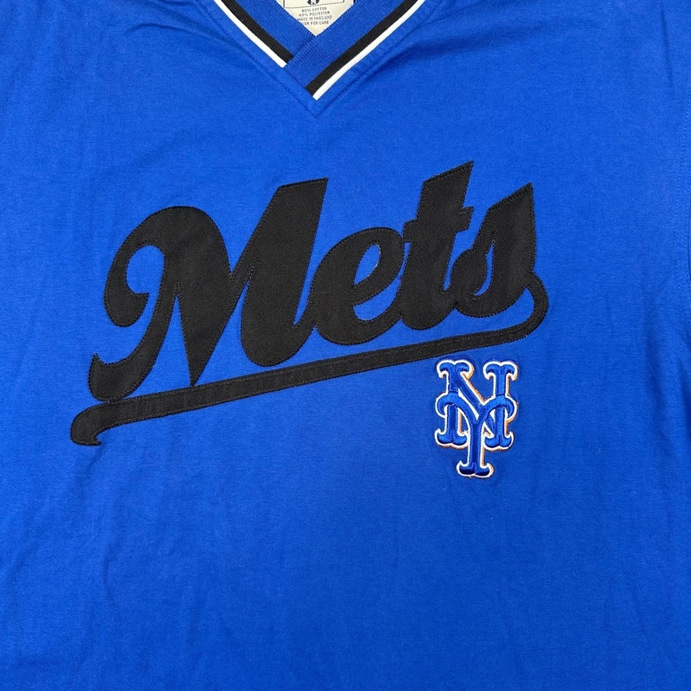 Vintage 90s Lee Sport New York Mets V-Neck Jersey Shirt Mens M Blue MLB Baseball - Picture 3 of 8